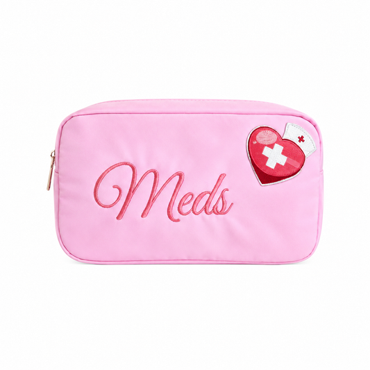 "Meds" Medium Pouch, Baby Pink