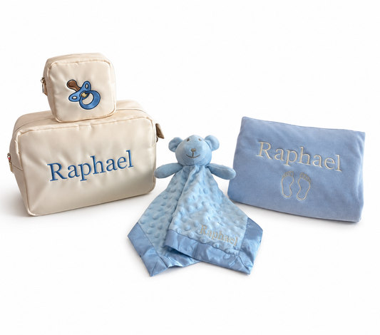 Personalised Baby Gift Set, Baby Blue