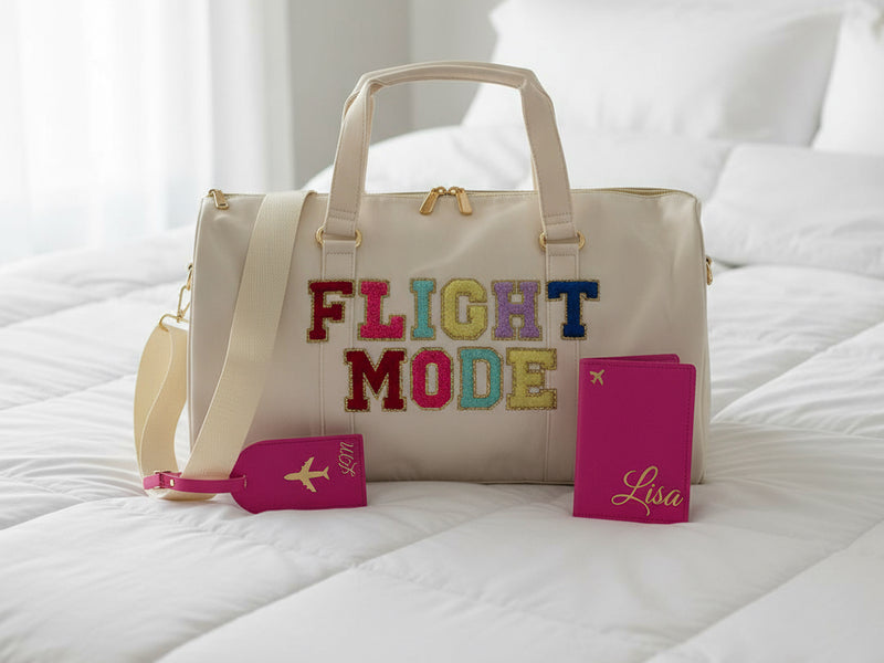 Cream Flight Mode Bag, Carry On Style