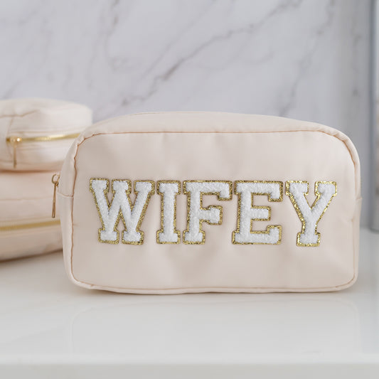 Medium Cream Pouch - "Wifey" - The Happy Tribe