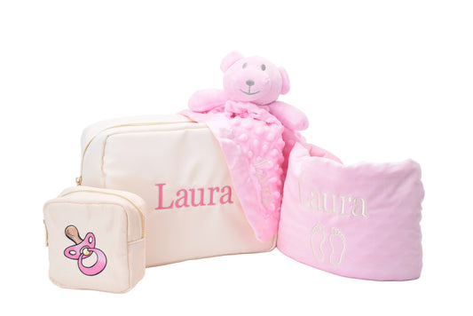 Personalised Baby Gift Set, Baby Pink