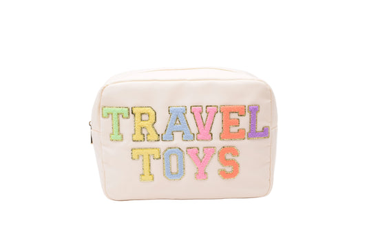 "Travel Toys" Large Pouch, Cream