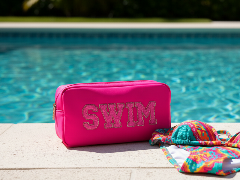 Neon Pink Medium Pouch - “Swim”