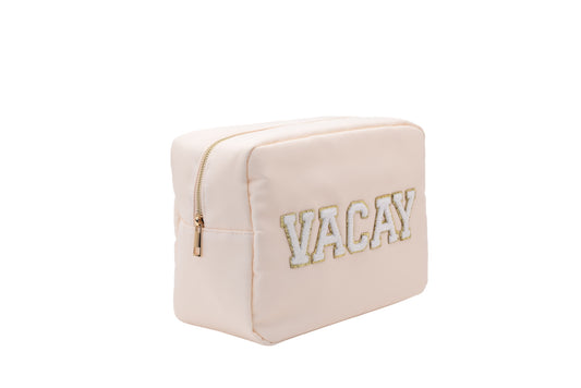 Cream Large Pouch - "Vacay" - The Happy Tribe