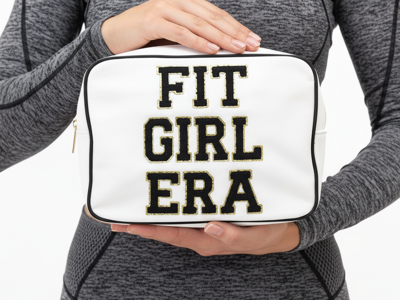 Cream with Black Trim Large Pouch