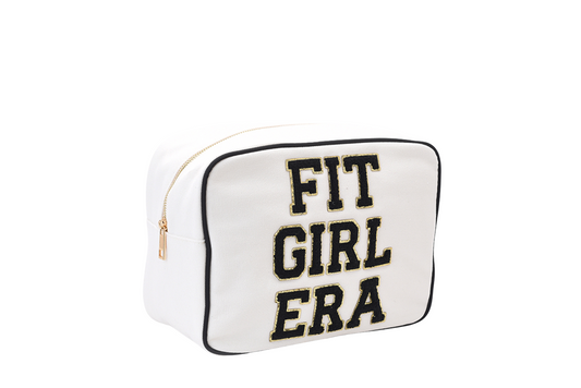 "Fit Girl Era" Large Pouch, Cream with Black Trim