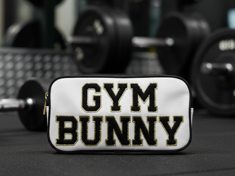 Cream with Black Trim Medium Pouch