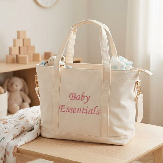 Baby Essentials Cream Tote Bag - The Happy Tribe