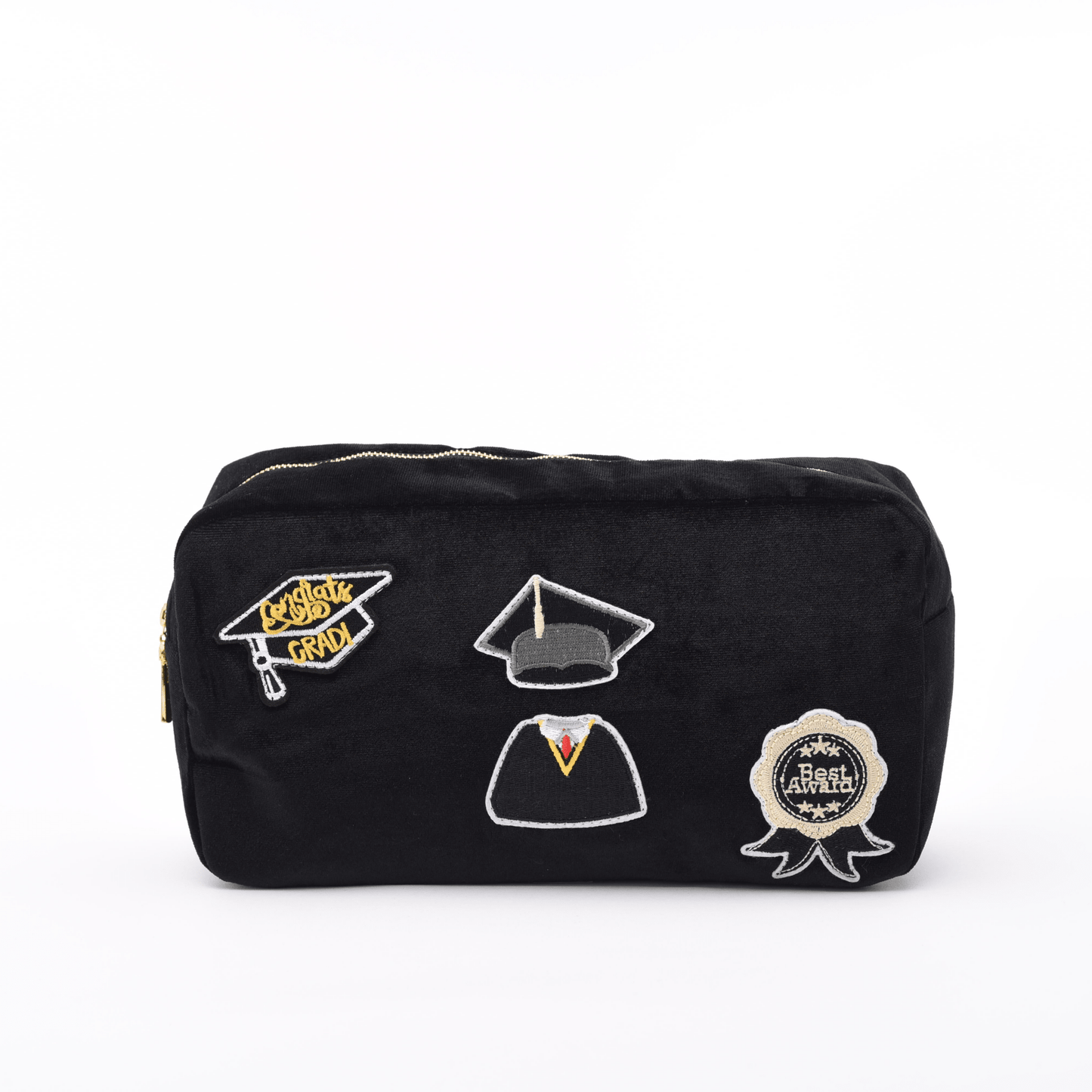 "Graduation" Medium Velvet Pouch, Black - The Happy Tribe