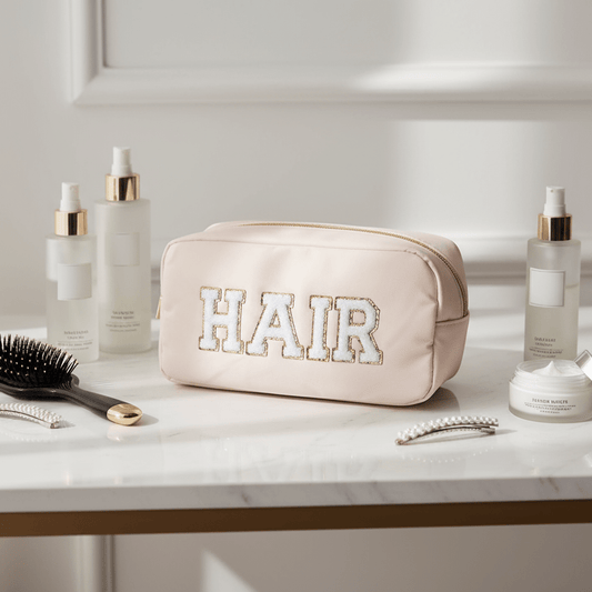 "Hair" Medium Pouch, Cream - The Happy Tribe