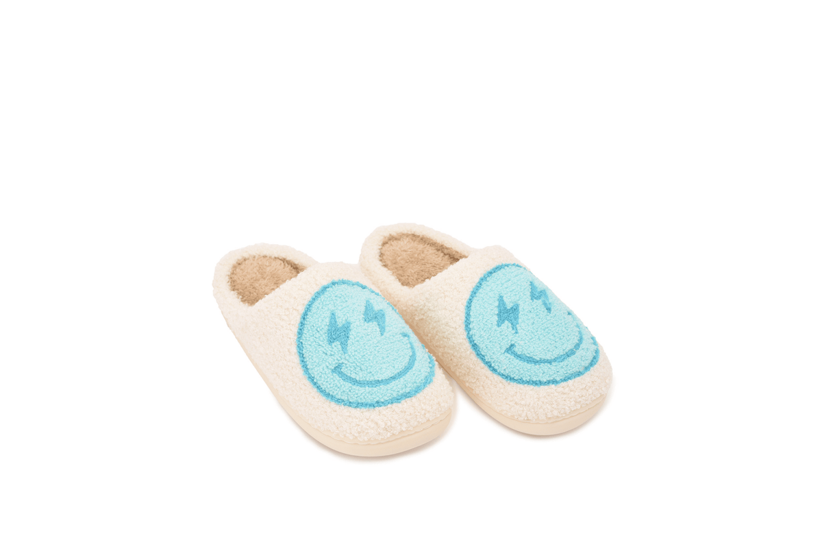Lightning Smiley Slipper - Turquoise (Personalised) - The Happy Tribe