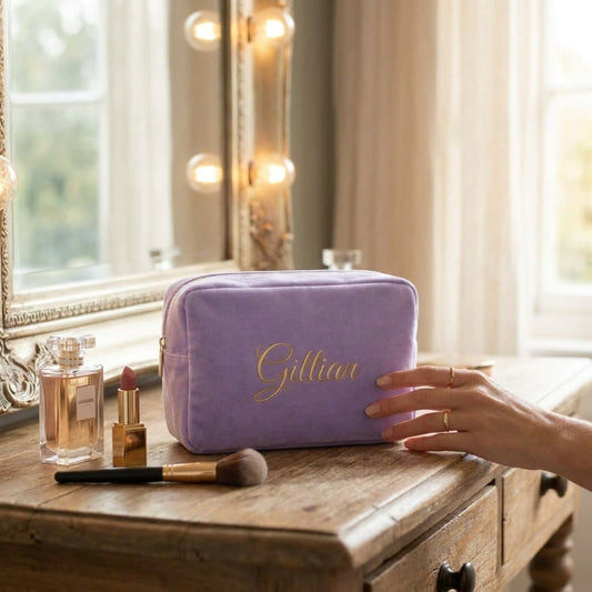 Luxury Personalised Velvet Large Pouch – Pastel Edit - The Happy Tribe