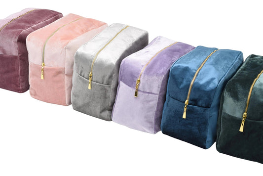 Luxury Personalised Velvet, Pastel Edit, Large Pouch - The Happy Tribe