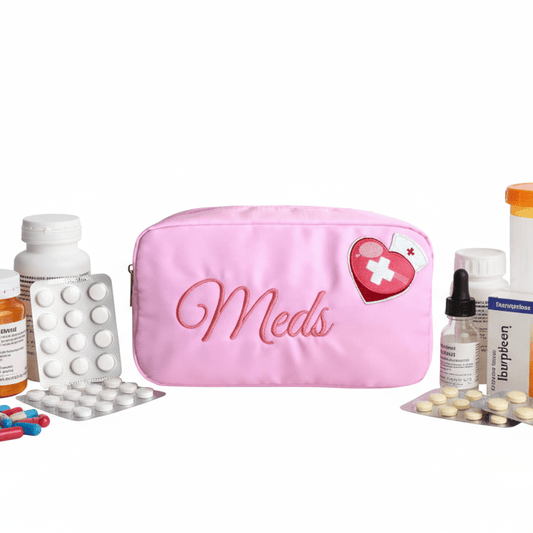 "Meds" Medium Pouch, Baby Pink - The Happy Tribe
