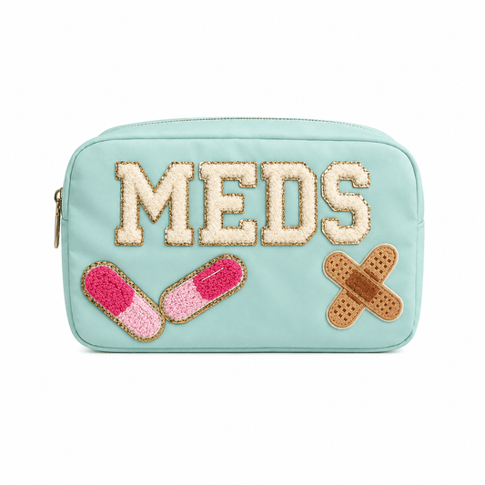 "Meds" Medium Pouch, Mint Green - The Happy Tribe