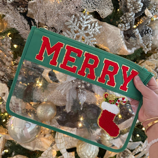 “Merry” Christmas Clear Pouch - The Happy Tribe