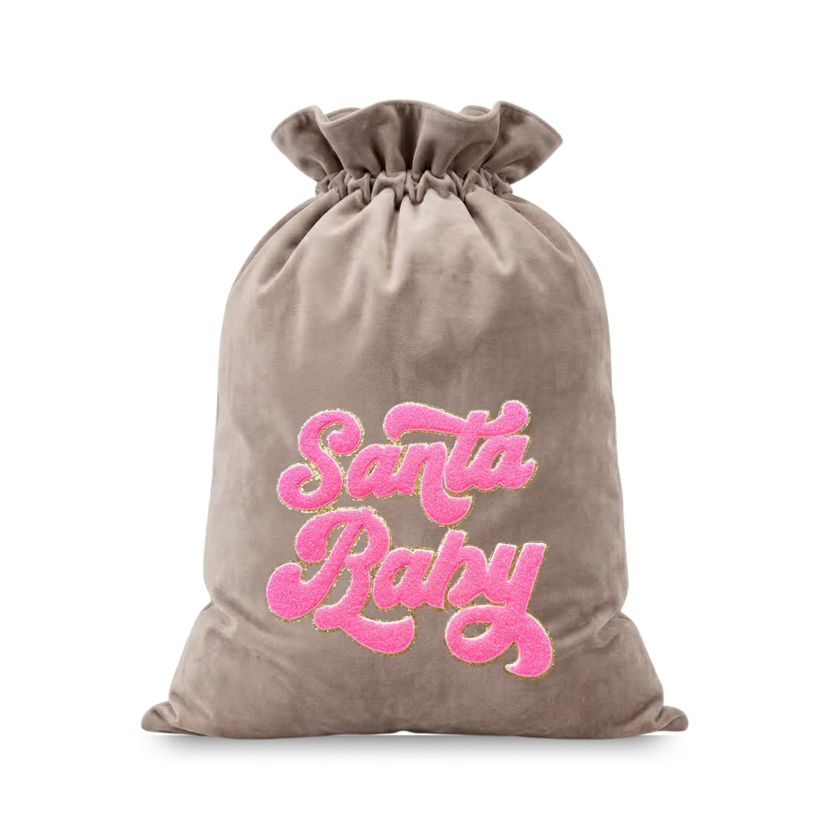 Neon Pink “Santa Baby” Velvet Christmas Sack - The Happy Tribe