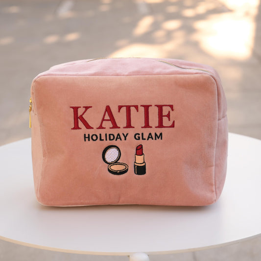 Personalised “Holiday Glam” Velvet Pouch - The Happy Tribe