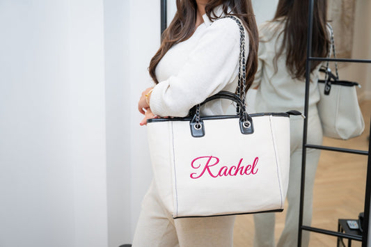 Personalised Medium Canvas Chain Tote Bag - The Happy Tribe