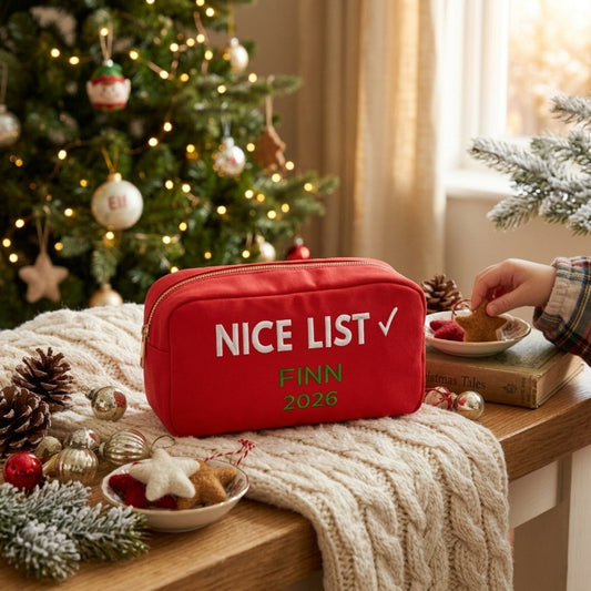 Personalised “Nice List” Christmas Pouch - The Happy Tribe
