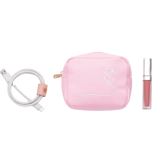 "Plane" Extra Small Pouch, Baby Pink - The Happy Tribe