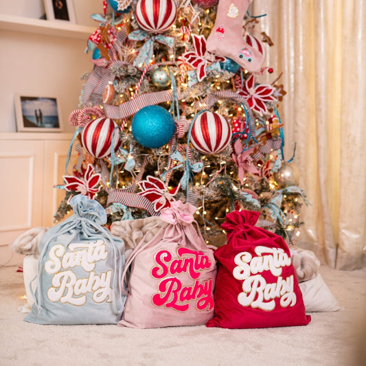 Red “Santa Baby” Velvet Christmas Sack - The Happy Tribe
