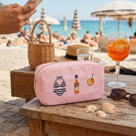 “Spritz Summer” Medium Embroidered Pouch - The Happy Tribe