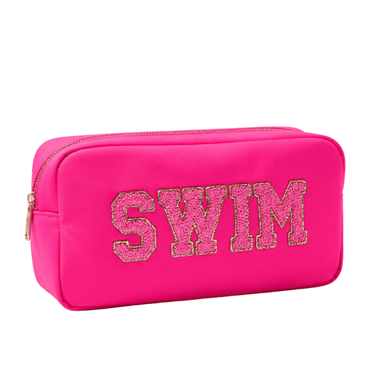 "Swim" Medium Pouch, Neon Pink - The Happy Tribe