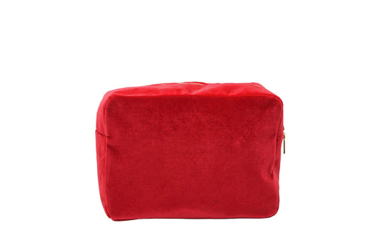 "Travel Essentials" Large Velvet Pouch, Red - The Happy Tribe