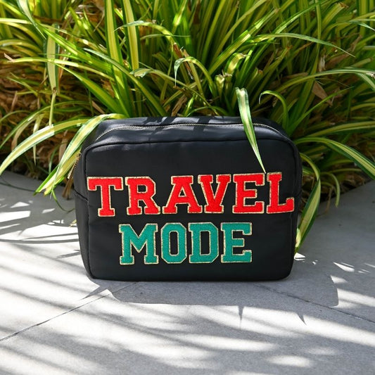 Travel Mode" Large Pouch, Black - The Happy Tribe