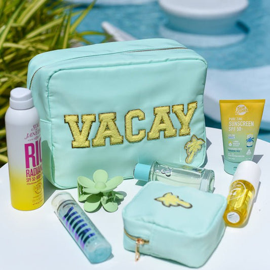 "Vacay" Large Pouch, Mint Green - The Happy Tribe