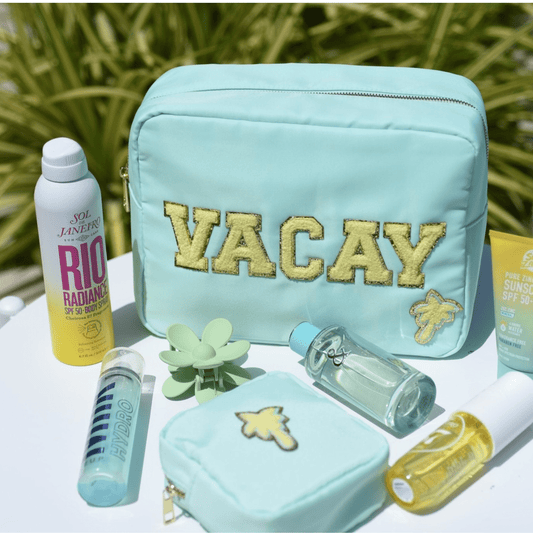"Vacay & Mini" Large & Extra Small Pouch Set, Mint - The Happy Tribe
