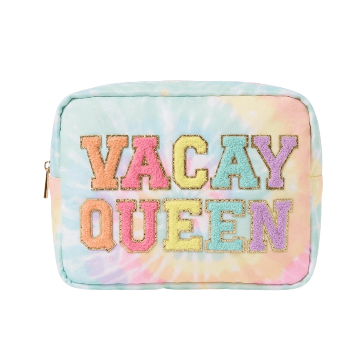 “Vacay Queen" Large Pouch, Tie Dye - The Happy Tribe