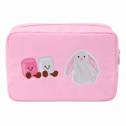 “Jelly Cat Bunny” Large Pouch, Baby Pink