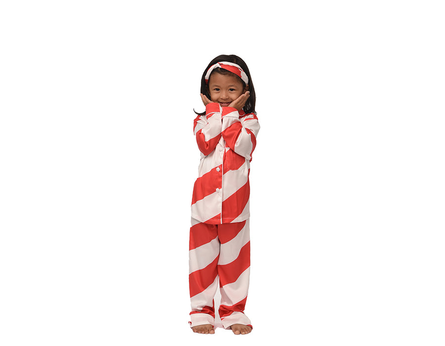 Personalised Children's Candy Cane Satin Pjs