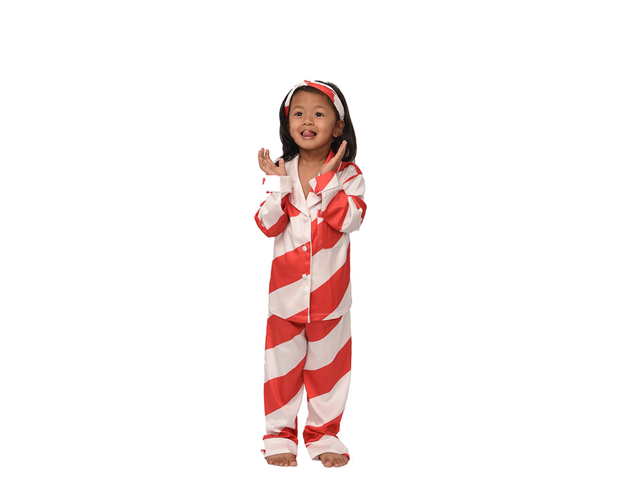 Personalised Children's Candy Cane Satin Pjs