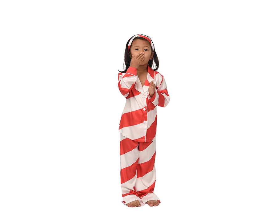 Personalised Children's Candy Cane Satin Pjs