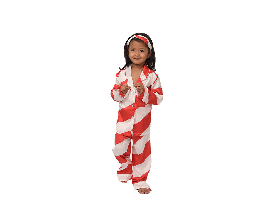 Personalised Children's Candy Cane Satin Pjs