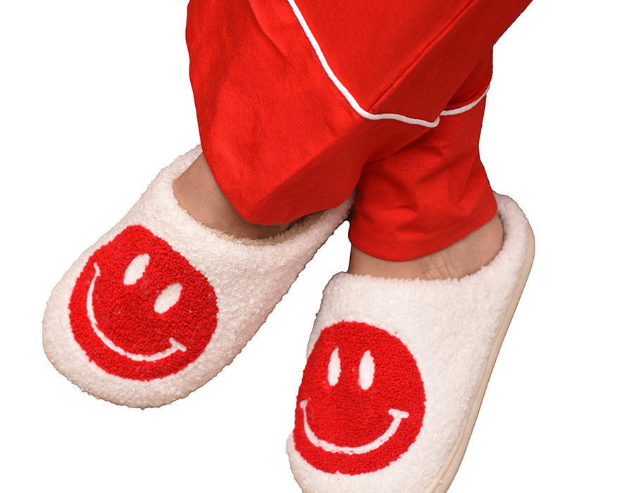 Smiley Slipper - White & Red