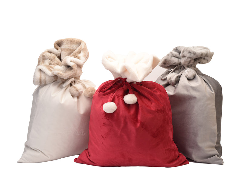 Personalised Velvet Christmas Pom Pom Sacks