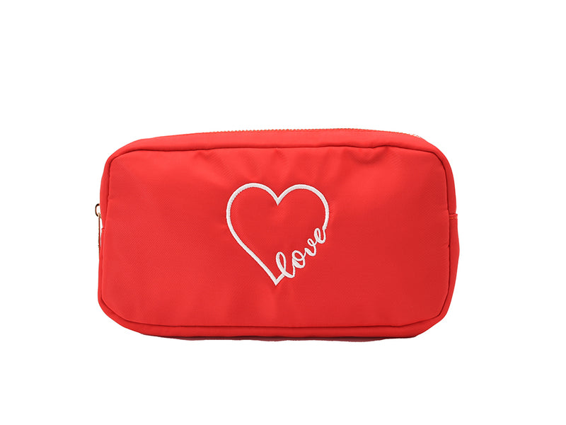 Red Embroidered Love Pouch – Personalised Valentine's Gift