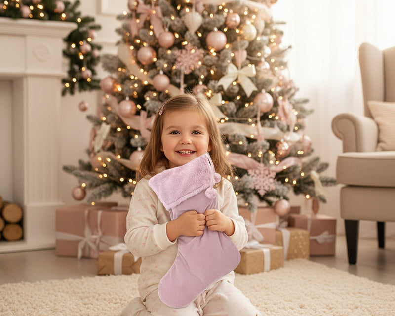 Personalised Velvet Christmas Pom Pom Stocking