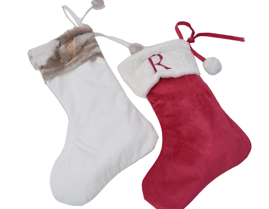 Velvet Christmas Pom Pom Stocking, Personalised