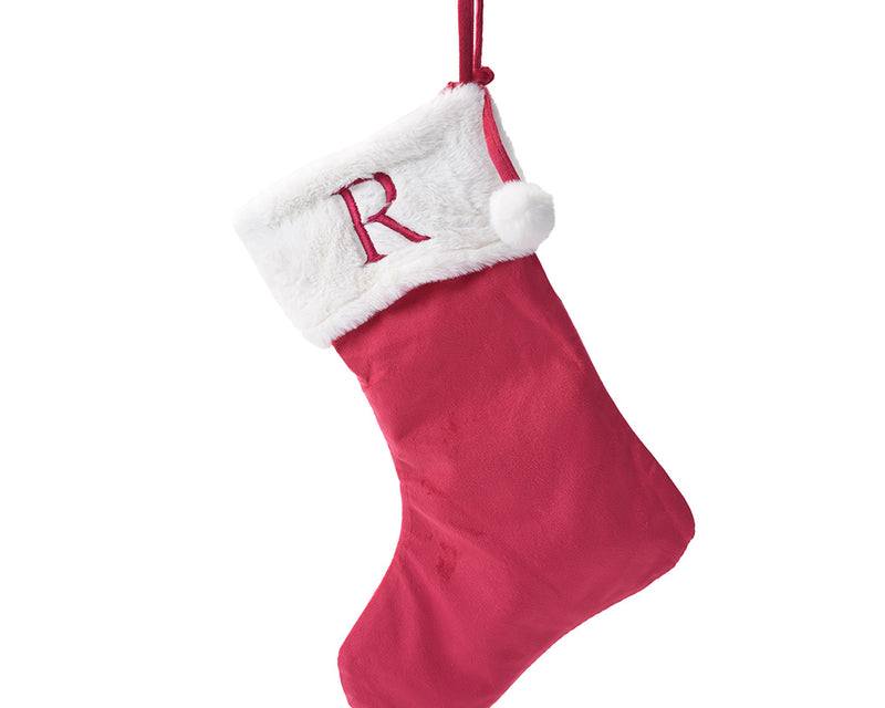 Personalised Velvet Christmas Pom Pom Stocking