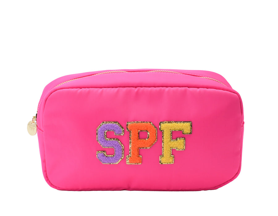 Neon Pink Medium “ SPF” pouch