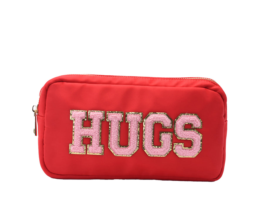 Red & Baby Pink Pouch Set “Hugs & Kisses”