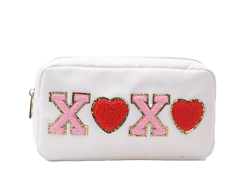 White XOXO Pouch – Small Personalised Valentine's Day Gift