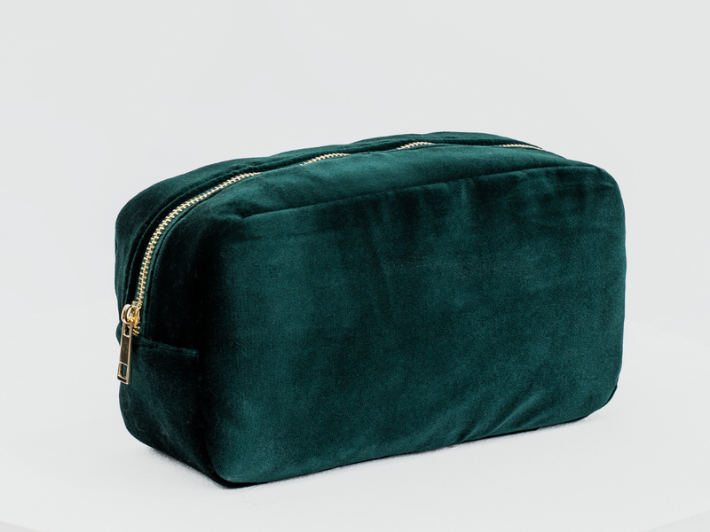 NEW-Personalised Pouch - Medium Green Velvet