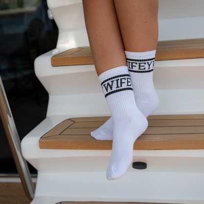 Wifey Socks, Cozy White Socks - The Happy Tribe