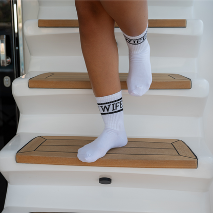Wifey Socks, Cozy White Socks - The Happy Tribe